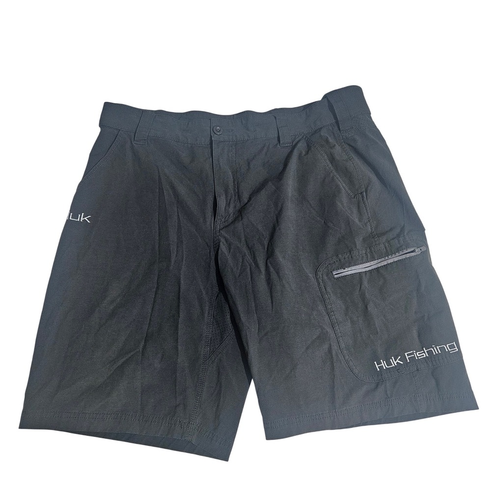 Huk Fishing Mens Pursuit Shorts Black Performance Cargo Angling Size 36 37